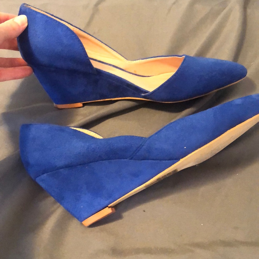 Blue Suede Wedges